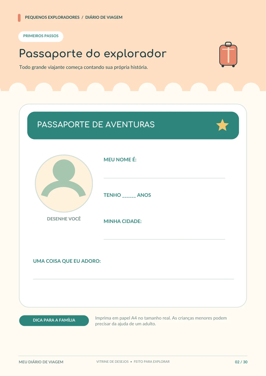 Página real do passaporte do explorador